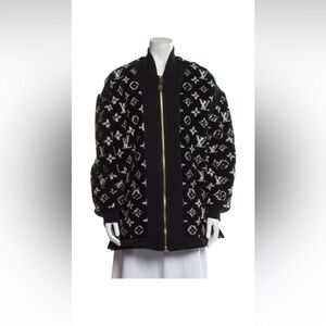 Louis Vuitton Monogram Black and White Teddy Bomber Jacket Size 6 (medium)